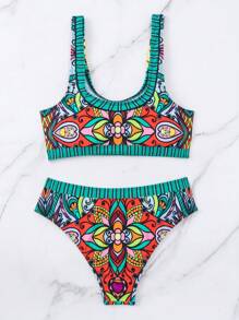 SHEIN Swim Floral Print Bikini Set For Summer Beach