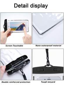 1入組PVC夜光觸控式螢幕防水袋防水手機殼 - 黑色 - 查看 6