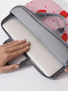 Strawberry Pattern Laptop Bag - Multicolor - View 4
