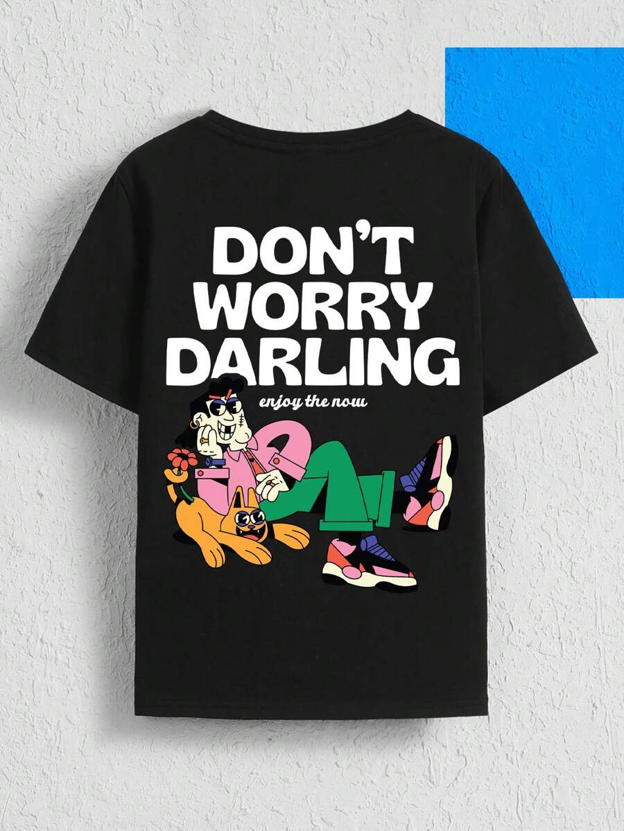 Antonay 艺术家 Tween Boys 口号和图案 T 恤，适合夏季、节日、新年、感恩节 - 黑色 - 查看 1