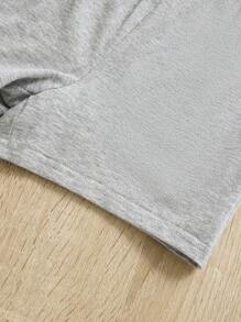 SHEIN Đứa bé trai Đồ họa Chữ cái Khối màu Áo thun & quần đùi - Màu xanh lam - Xem 7