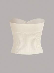 SHEIN EZwear Solid Ribbed Tube Knit Top