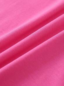 SHEIN EZwear mặt trời & In hoa Thả vai Áo phông Quá khổ - Hồng - Xem 7