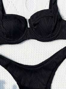 Swim Vcay Solid Underwire Bikini Set For Summer Beach