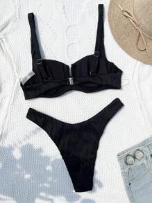 Swim Vcay Solid Underwire Bikini Set For Summer Beach