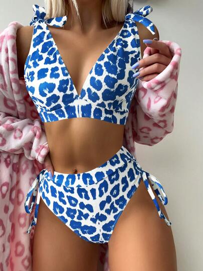 SHEIN Swim 肩上打結比基尼泳裝