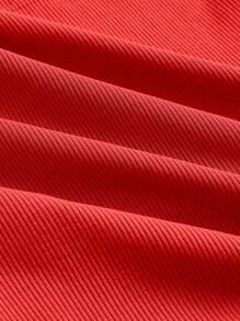 SHEIN EZwear Autumn And Winter Bright Red Thin Ribbeds Square Neck Slim Fit Long Sleeves Crop Tee - Red - View 4