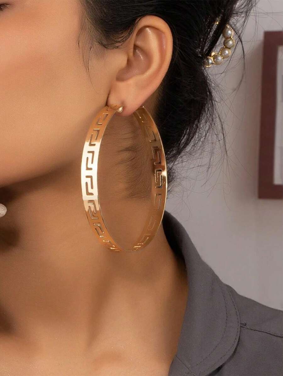 1 đôi Đúng mốt & Quá quắt , Vàng Tấn & Tối giản , Vòng khuyên tai Đối với phụ nữ - Vàng - Xem 1