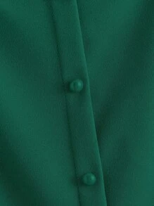 SHEIN Clasi Button Front Laser Cut Out Scallop Trim Peplum Top