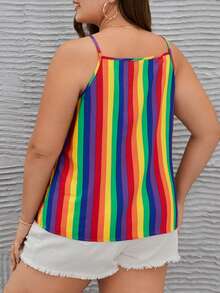 SHEIN VCAY LGBT Plus Rainbow Striped Print Cami Top - Multicolor - View 2
