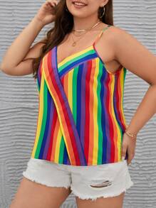 SHEIN VCAY LGBT Plus Rainbow Striped Print Cami Top - Multicolor - View 5