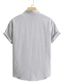 Manfinity Homme Men Cotton Striped Print Shirt Without Tee - Grey - View 2