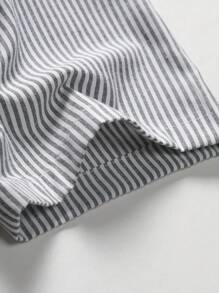 Manfinity Homme Men Cotton Striped Print Shirt Without Tee - Grey - View 3