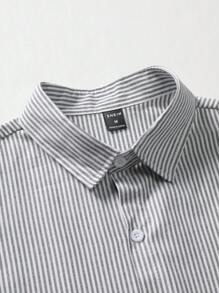 Manfinity Homme Men Cotton Striped Print Shirt Without Tee - Grey - View 4