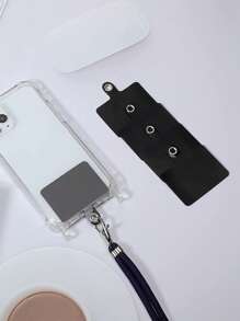 4pcs/set Phone Case Lanyard, Black Card Holder Sticker - Black - View 3