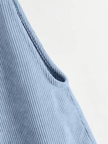 SHEIN EZwear 肩部打結補丁口袋反摺褲腳背帶連體短褲