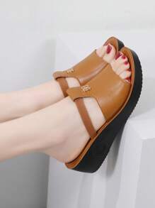 Frauen Strass Dekor, Sandalen mit Keilabsatz, , Fashion Sandalen mit