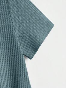 SHEIN LUNE Áo thun nữ Nút Thắt nút màu trơn Giải trí - Màu xanh ngọc - Xem 4