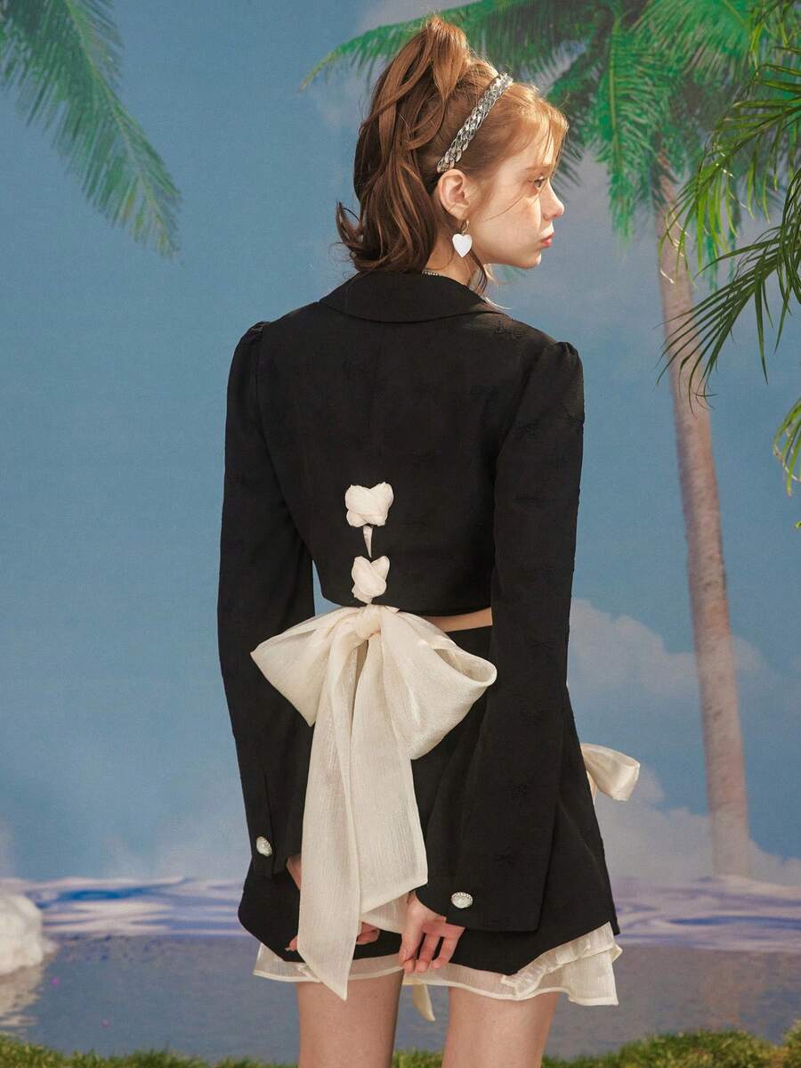 蝴蝶結細節西裝外套和裙子