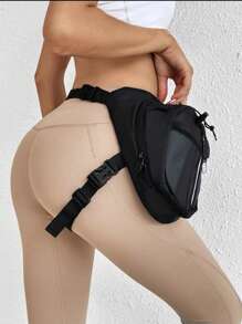 尼龍戶外腰包摩托車自行車腿袋旅行運動錢包 - 黑色 - 查看 8