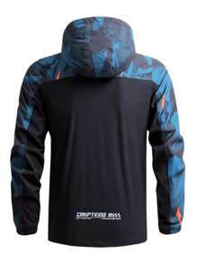 Boyfriend Style Men Geo Print Zip Up Hooded Windbreaker Jacket Gym Clothes Boyfriend Style Men - Multicolor - View 2