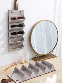 Nút bấm Túi đựng kính Túi xách PU 5 lưới, Túi đựng đồ - màu nâu - Xem 3