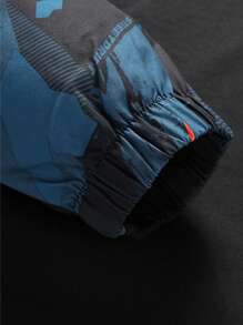 Boyfriend Style Men Geo Print Zip Up Hooded Windbreaker Jacket Gym Clothes Boyfriend Style Men - Multicolor - View 4