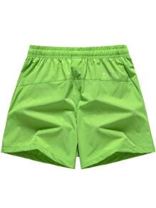 男士腰部抽繩斜口袋短褲 - 青檸色 - 查看 3