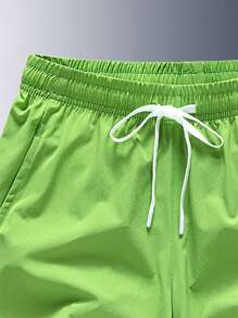 男士腰部抽繩斜口袋短褲 - 青檸色 - 查看 5