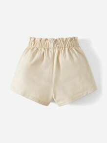 SHEIN Baby  Paperbag Waist Knot Front Shorts - Beige - View 2