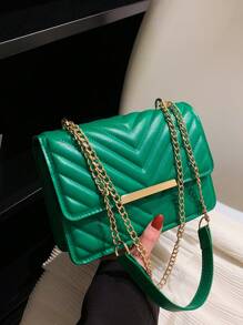 Túi vuông nhỏ nắp xích màu xanh lá cây - màu xanh lá - Xem 2