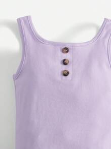 SHEIN Baby Button Front Tank Bodysuit - Lilac Purple - View 3