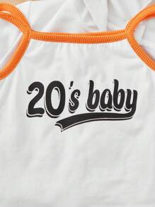 SHEIN Kleurblok Tekst Sets voor baby's Rits Contrasterende Zomen