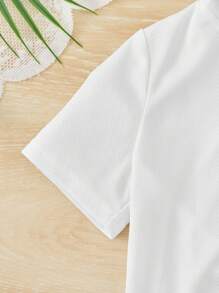 SHEIN Kleurblok Tekst Sets voor baby's Rits Contrasterende Zomen