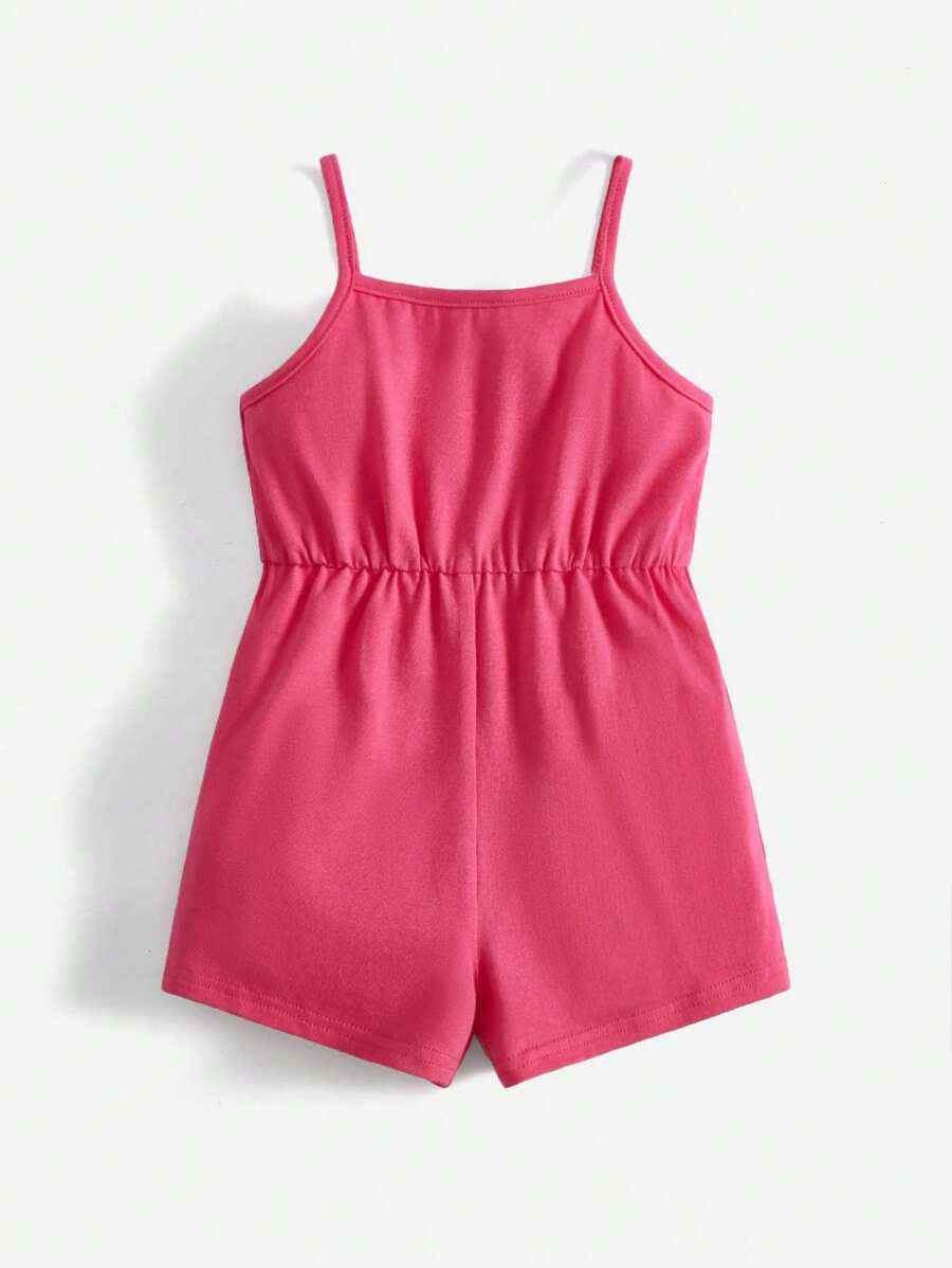 SHEIN Baby Solid Cami Romper - Hot Pink - View 1