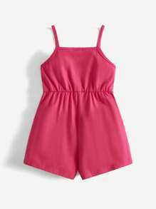 SHEIN Baby Solid Cami Romper - Hot Pink - View 2