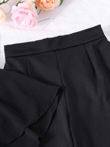 SHEIN Girls Solid Cami Top & Wide Leg Pants - Black - View 6