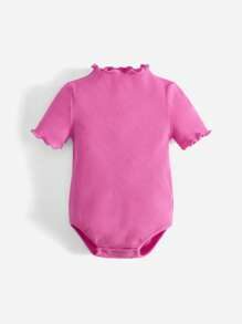 SHEIN Bebé Body ribete en forma de lechuga tejido de canalé - Rosa - Ver 1