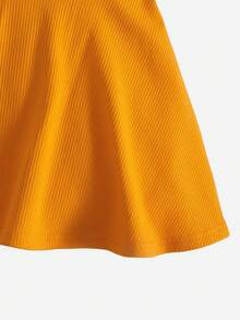 SHEIN Baby One Shoulder Flare Hem Dress - Mustard Yellow - View 4