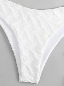 素色單肩比基尼泳裝 - 白色 - 查看 3