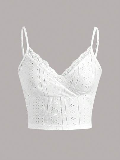 SHEIN EZwear Top de tirantes ribete con encaje