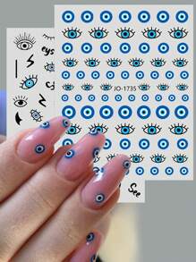 2sheets Evil Eye Pattern Nail Art Sticker Nail Stickers DIY - Multicolor - View 1