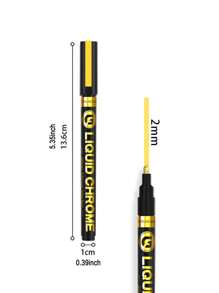 1片液體鉻合金鏡子馬克筆DIY反光塗料鋼筆 - 金色 - 查看 4