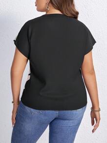 SHEIN Clasi Áo sơ mi Plus Size Đồ họa Giải trí - Đen và trắng - Xem 2