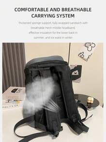 Bolso de hombro de malla portátil para mascotas, mochila frontal transpirable para el pecho adecuada para pequeñas y medianas mascotas para salir - Negro - Ver 5