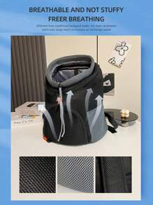 Bolso de hombro de malla portátil para mascotas, mochila frontal transpirable para el pecho adecuada para pequeñas y medianas mascotas para salir - Negro - Ver 6