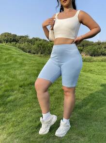 SHEIN EZwear 大碼條紋針織騎行褲