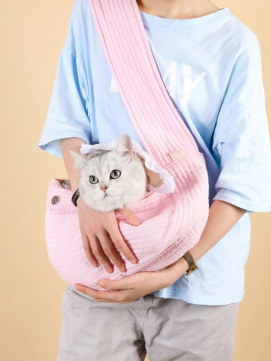 1pc Minimalist Pet Carrier Bag - Pink - View 1