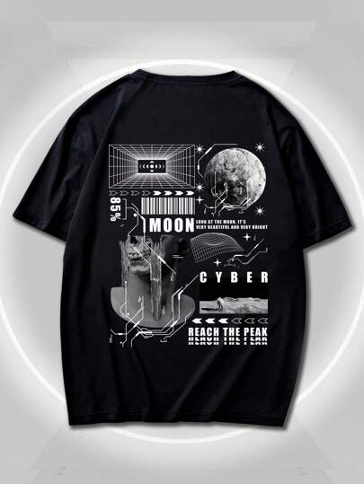 Cyber Luvr Hombres Camiseta con estampado de slogan