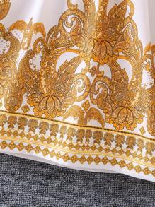 夏季年轻女孩复古民族风节日连衣裙，V 领，常规袖